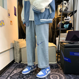 新款港风百搭印花休闲裤直筒牛仔裤XZ214-8908，男装牛仔裤，星座1204-3