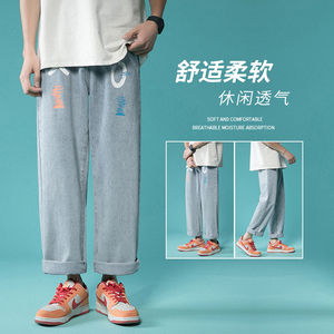 2021港风印花宽松直筒休闲牛仔裤XZ214-8 906-P45图片
