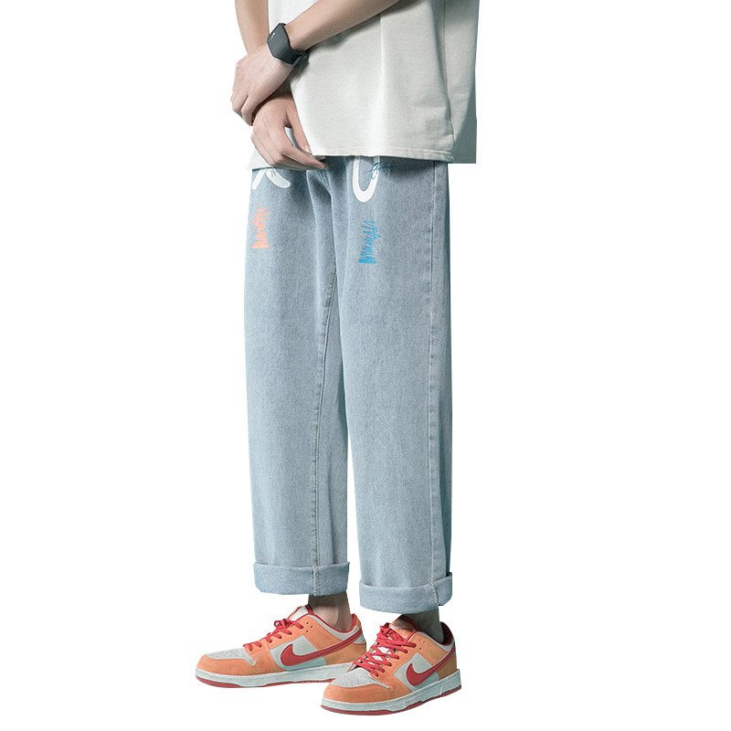 XZ214-8906-P45港风印花宽松休闲牛仔裤,男装牛仔裤,星座1204-3