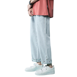 XZ214-8652-P50翻边纽扣休闲九分裤宽松牛仔裤潮男，男装牛仔裤，星座1204-3