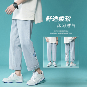 港风印花直筒宽松休闲牛仔裤214-8 911-P45图片
