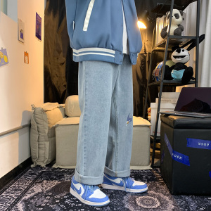 新款港风百搭印花休闲裤直筒牛仔裤子XZ214-8 908图片