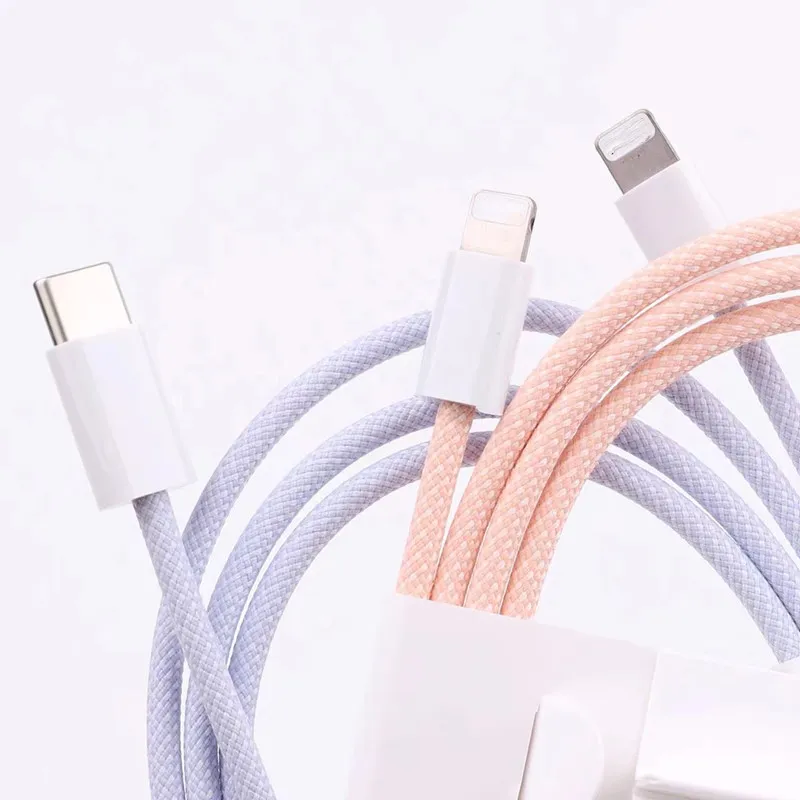 适用苹果PD快充线 PD12W20W原装彩色编织线手机充电器苹果数据线