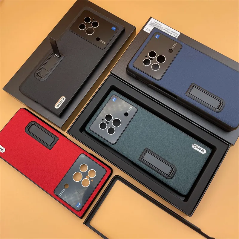 适用vivo XFOLD手机壳折叠屏防摔防震保护套支架真皮外壳皮革全包