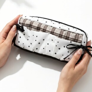 薄荷星星蝴蝶结抽绳笔袋ins高颜值韩系女学生好看便宜文具收纳袋