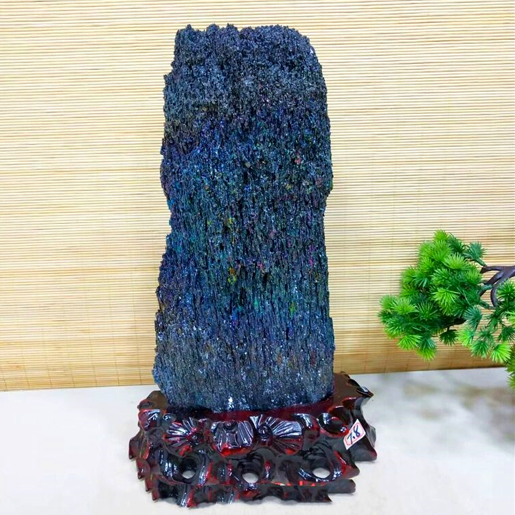 奇石原石七彩矿客厅玄关家居装饰风水招财新中式摆件