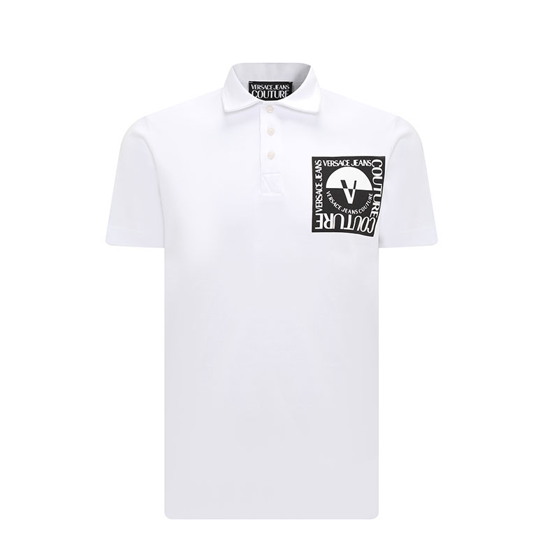 VERSACE JEANS COUTURE/范思哲23夏季新品时尚个性印花短袖POLO衫
