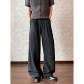 男款 春夏季 垂感宽松休闲裤 Cleanfit褶皱冰丝西裤 子潮牌直筒阔腿裤