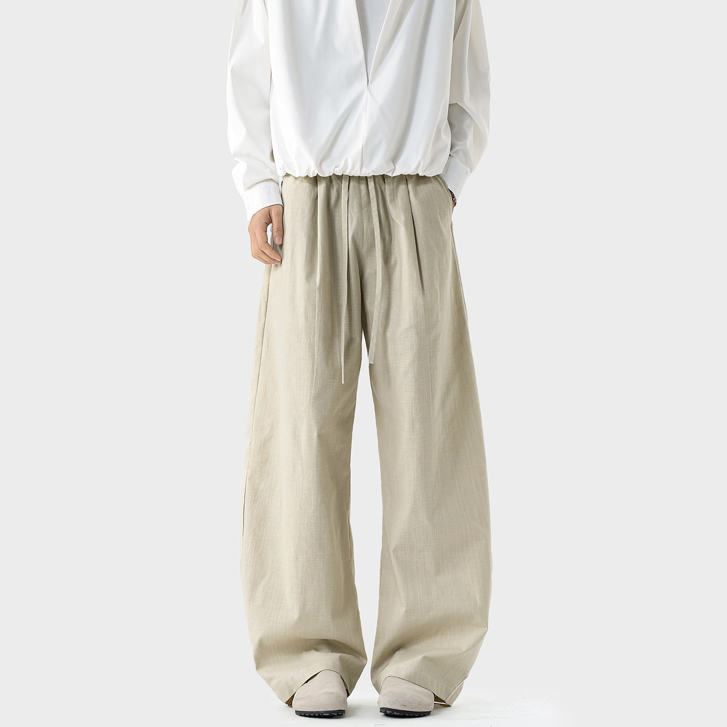 复古仿麻老钱风裤子男款春季百搭宽松大码休闲裤青少年直筒阔腿裤,男装,休闲裤,淘宝优惠券,粉丝福利购,淘宝优惠卷