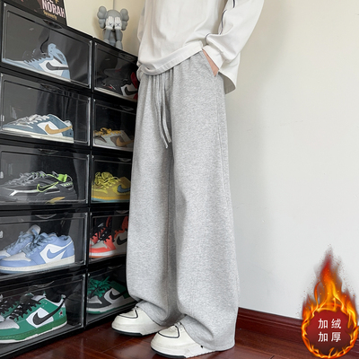 裤子男款冬季加绒加厚青少年美式