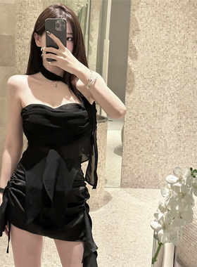 KKK STUDIO 0220 00:00 性感风高级缎面不规则褶皱抽绳半身裙短裙