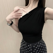 KKK 性感内搭外穿辣妹打底上衣 吊带背心女夏修身 STUDIO 斜肩无袖