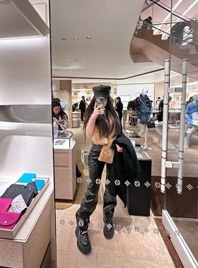 2025春季新款黑色高腰挺括显瘦腿细pu皮高个薄绒直筒皮裤超长女