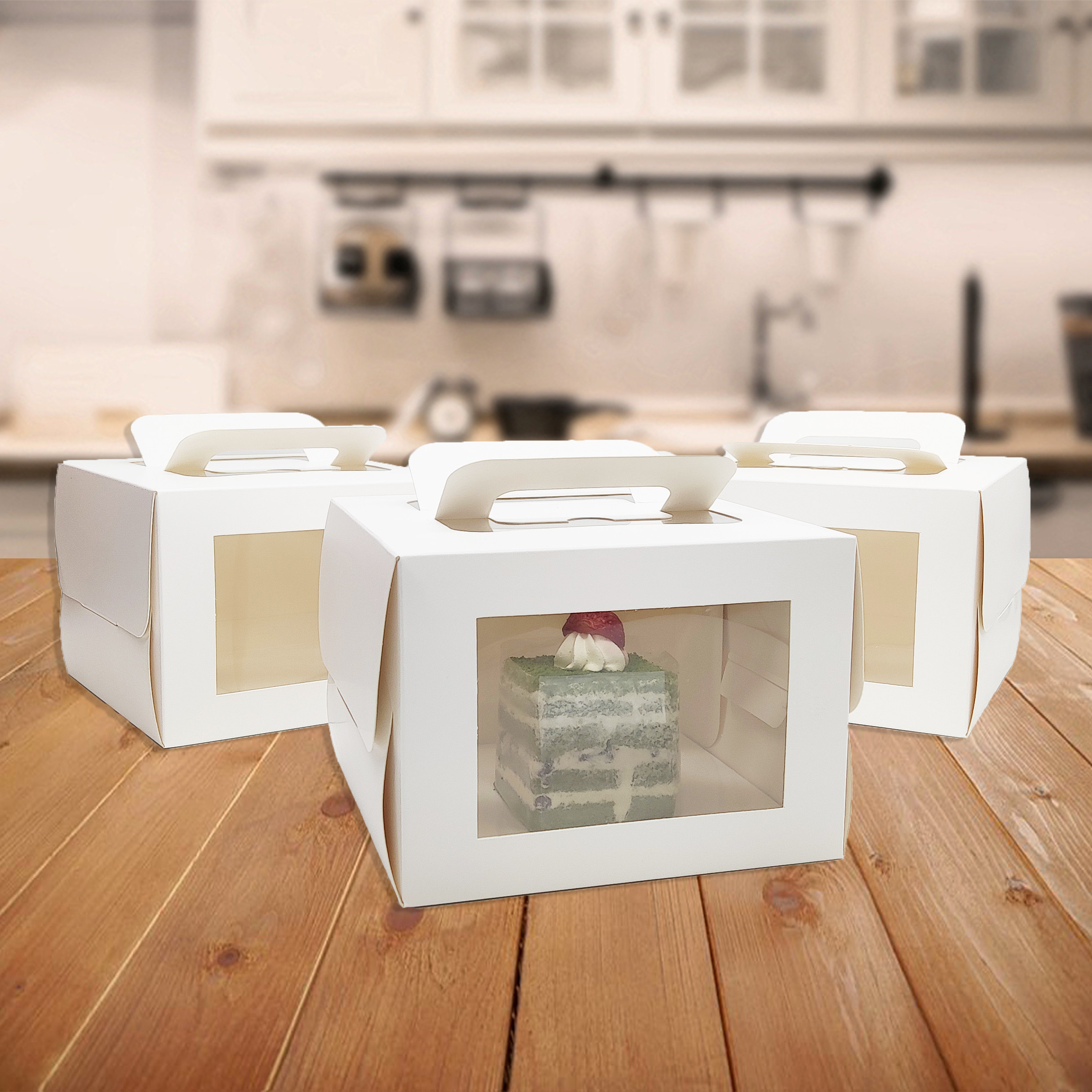 网红4寸5寸白色手提开窗蛋糕盒包邮ins奶酪甜品烘培加高包装盒