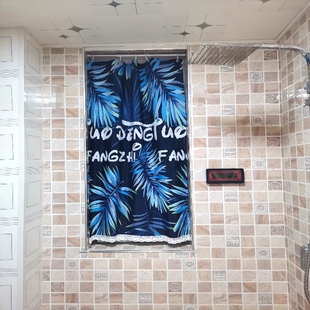 定制挂环粘贴窗帘厨房穿杆北欧橱柜遮挡卫生间防水帘半截浴室短款