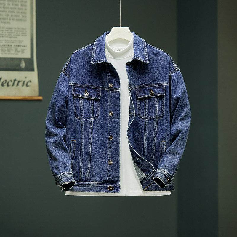2026春秋新款保罗牛仔衣夹克外套男士青年潮流工装美式复古蓝夹克