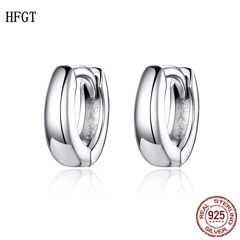 清心S925纯银圈圈耳扣耳环女欧美时尚镀白金耳钩简约防过敏银耳钉