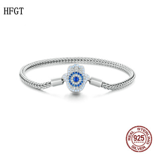 新款法蒂玛守护之手基础手链 欧美潮流925纯银手掌眼睛蛇骨链手镯