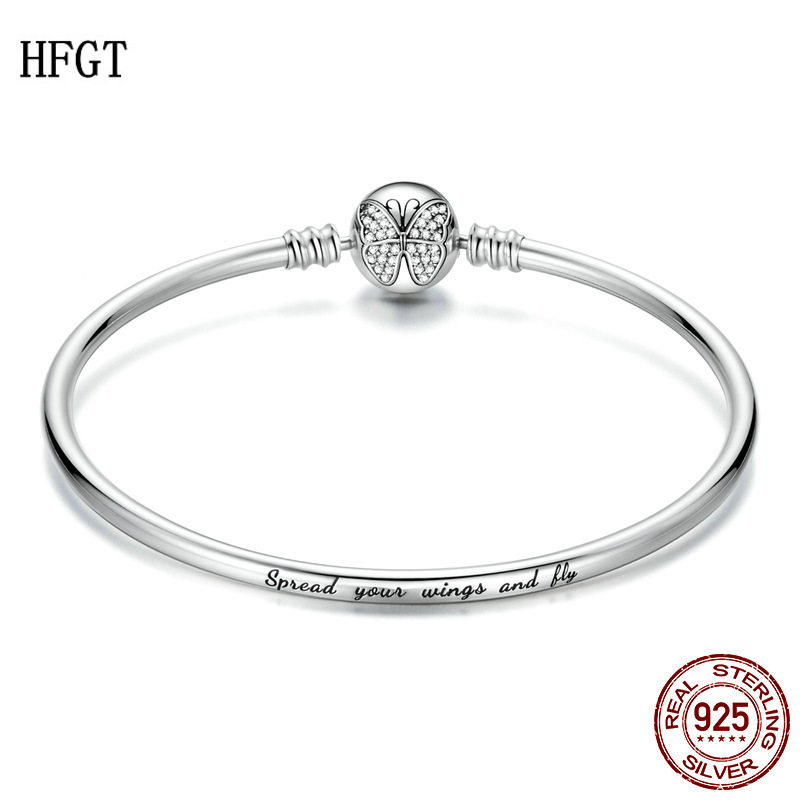 新款英文刻字蝴蝶基础手链简约时尚diy手镯现货个性百搭奢华银饰