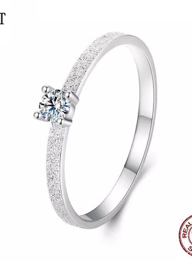 【送证书】简约时尚莫桑石戒指s925纯银轻奢饰品戒指女高端单戒女