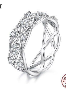 原创四叶草花藤幸运莫桑石戒指奢