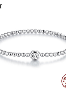 原创s925纯银圆珠弹簧手链简约时