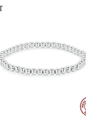 新款简约时尚圆珠手链男女 欧美圆形中性风S925纯银高端手链饰品