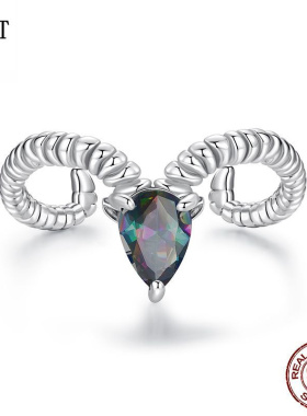 原创个性白羊座开口戒s925纯银可