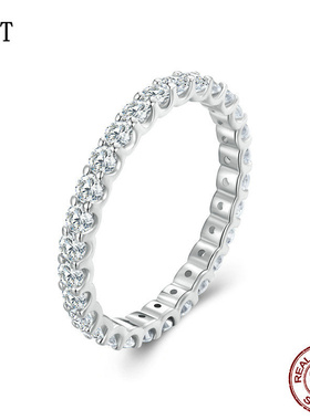 新款简约个性莫桑石戒指女 欧美大气设计s925纯银指环手饰饰品女