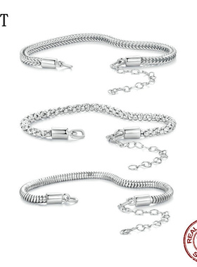 原创925纯银肖邦链龙虾扣基础手链 简约百搭扣头蛇骨链手链配饰女