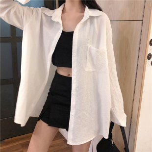 防晒衣女衬衫新款夏季薄款女款大码女士高端时尚韩版防晒服白外套