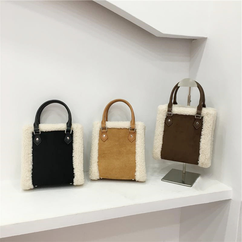 小脏柜 韩国东大门撞色羊羔毛绒面手提小方包复古休闲手提斜挎包,箱包皮具/热销女包/男包,通用款女包,淘宝优惠券,粉丝福利购,淘宝优惠卷