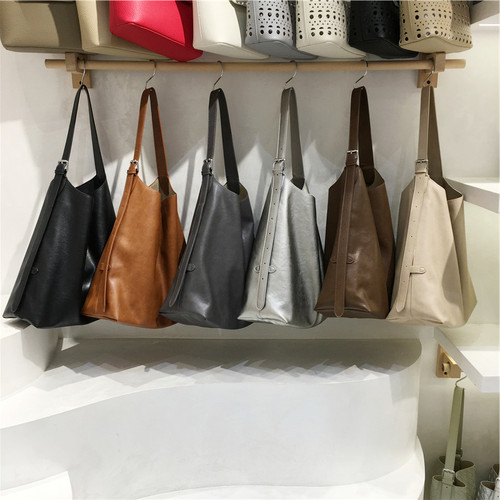 小脏柜 高级感韩版简约休闲大容量通勤单肩斜挎子母托特包软皮包