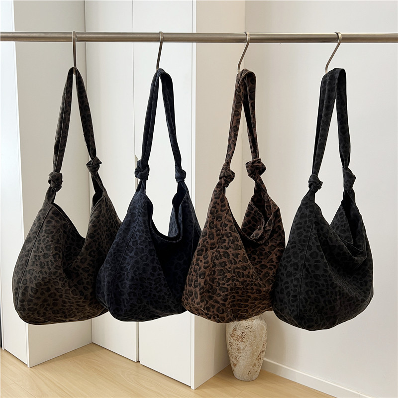 小脏柜 秋冬豹纹单肩腋下包肩带绑结装饰复古帆布软糯松弛通勤包,箱包皮具/热销女包/男包,通用款女包,淘宝优惠券,粉丝福利购,淘宝优惠卷