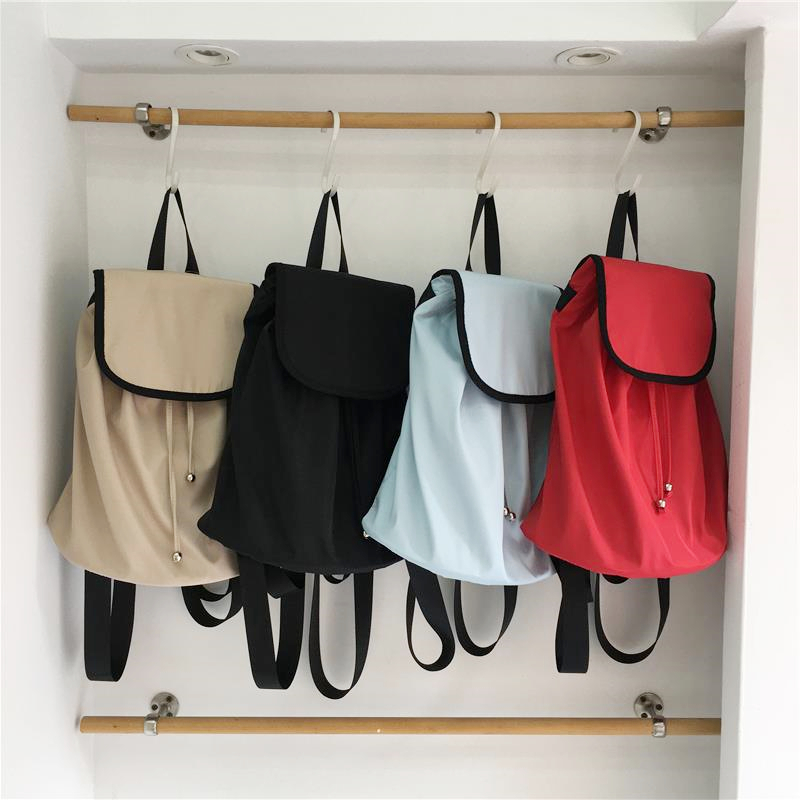 小脏柜 韩系复古抽绳双肩包包尼龙布包小众简约休闲轻便旅行背包