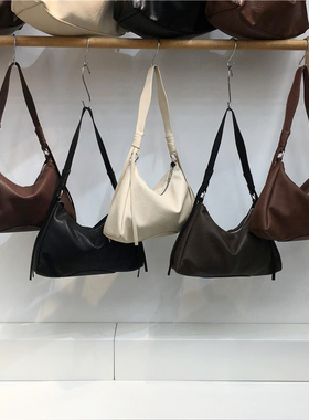 小脏柜 韩版小众休闲软皮复古ins单肩腋下hobo包百搭斜挎女托特包