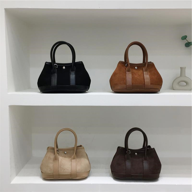 小脏柜 韩国小众ins可爱秋冬麂皮绒手拎保龄球包包单肩斜挎小包包