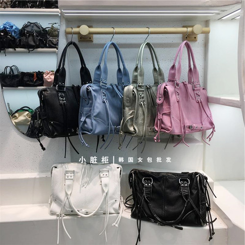 小脏柜 高级感潮流水洗软皮复古废土风机车包手提通勤斜挎托特包
