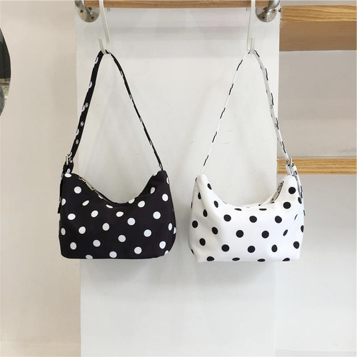 小脏柜 韩国小众ins清新甜美文艺复古绸缎波点包包手提单肩腋下包