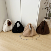 毛绒绒饭团包上班杂物小拎包时尚 小脏柜 秋冬包包女款 链条斜挎包