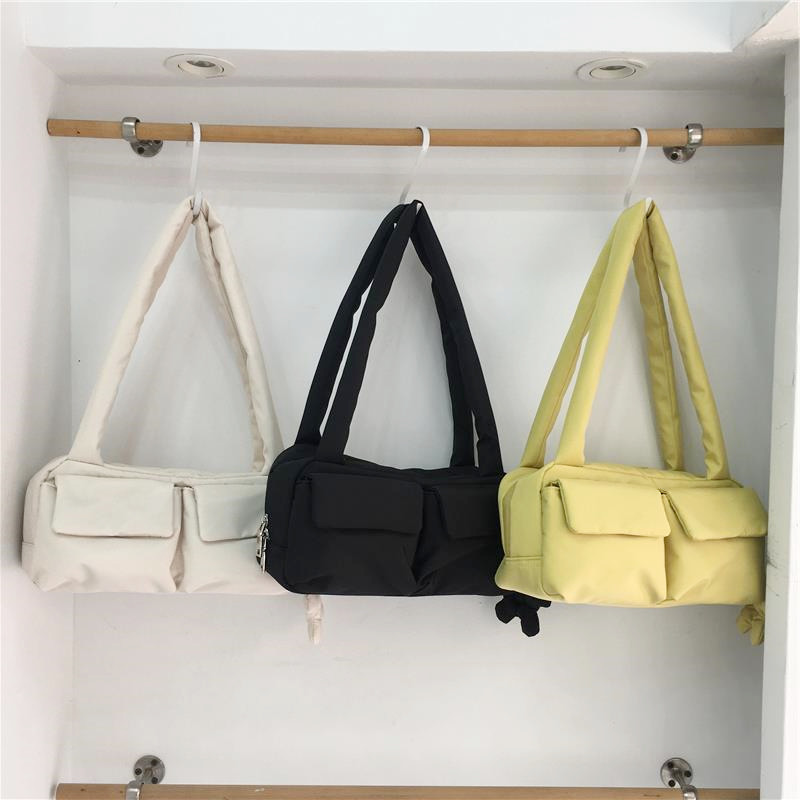 小脏柜 2026新款春夏休闲简约多口袋尼龙布包轻便时尚手提腋下包