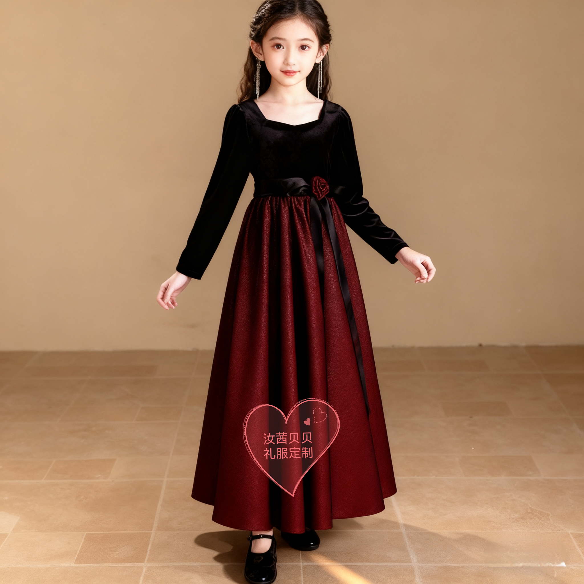 儿童主持人晚礼服女童公主裙