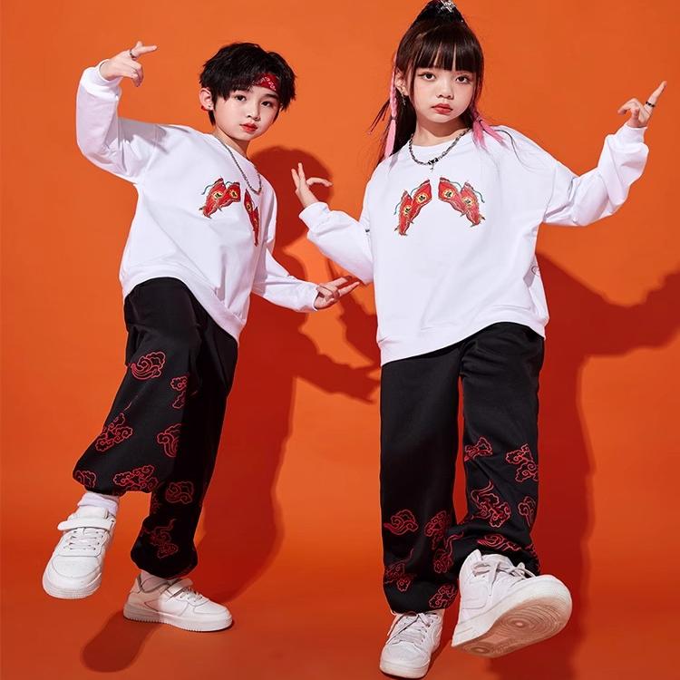 中国风小学生运动会班服卫衣儿童拉拉队演出服男女童街舞表演套装