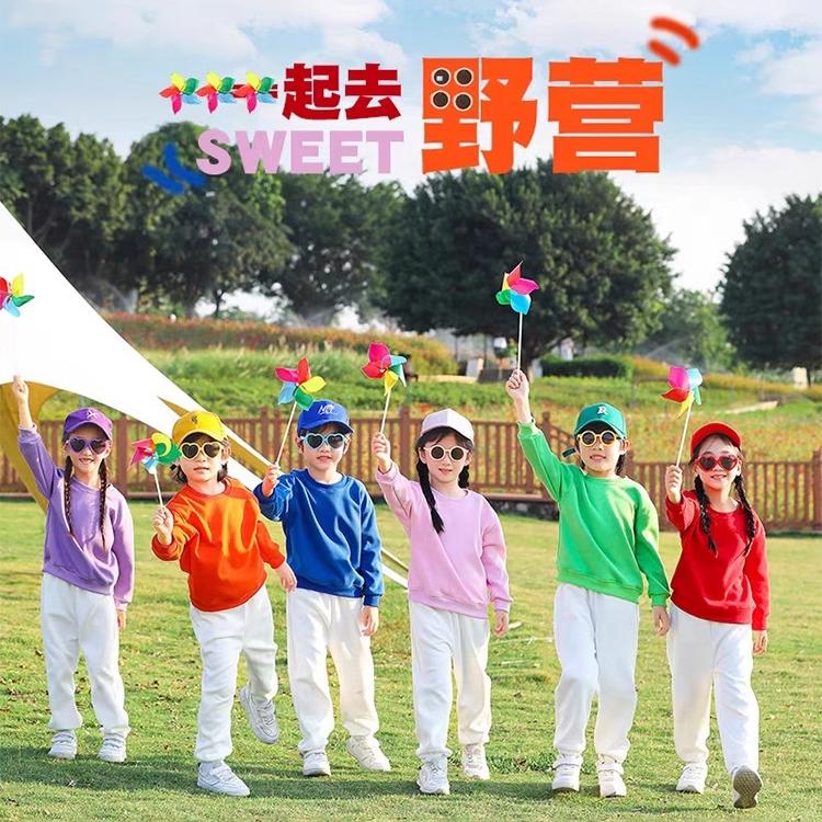 元旦儿童啦啦队演出服糖果色卫衣表演服装幼儿园中小学生合唱班服