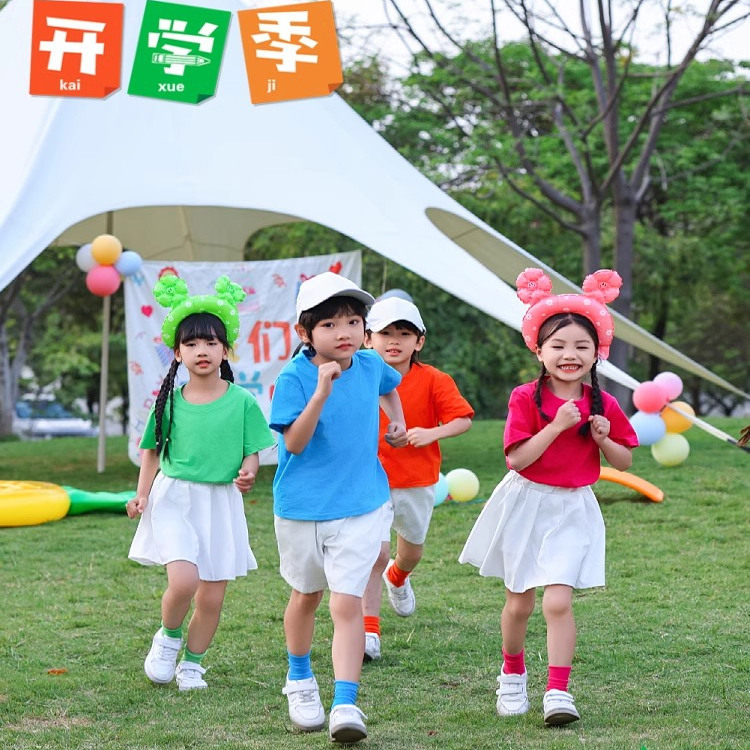 儿童演出服幼儿园班服小学生舞蹈服糖果色男女童啦啦队街舞表演服