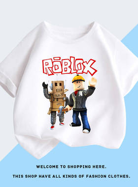 2025夏天新品薄款纯棉Roblox卡通可爱儿童亲子装T恤中大童短袖