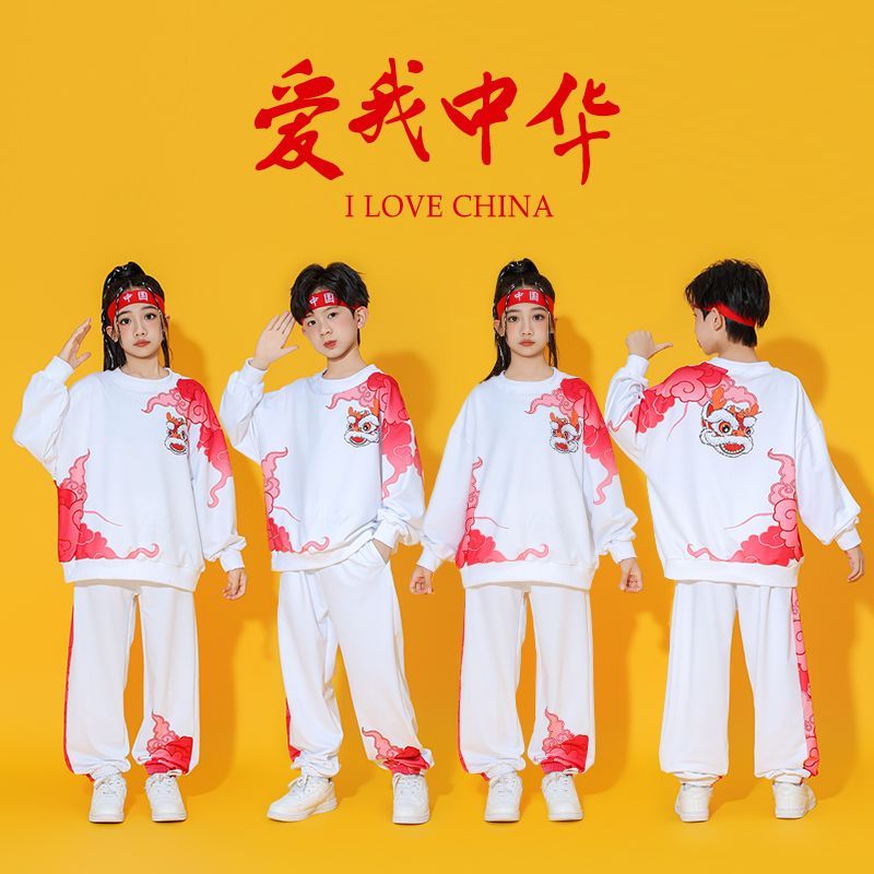 儿童团体操武术演出服套装中小学生运动会开幕式表演红色国潮班服
