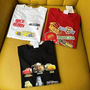 小汽车总动员儿童衣服夏季短袖T恤印花图案纯棉麦昆男童卡通动漫