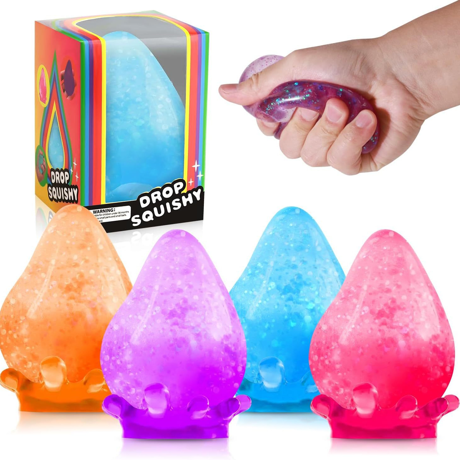 亚马逊Needoh Sensory Toy水滴麦芽糖捏捏乐解压玩具梦幻感官