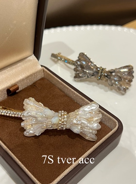 现韩代欧尼设计师手工设计水晶蝴蝶结发夹边夹刘海夹 发饰
